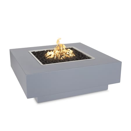 The Outdoor Plus 36 Square Cabo Fire Pit, Powder Coated Metal, Gray, Spark Ignition with Flame Sense, Natural Gas OPT-CBSQ36PCFSEN-GRY-NG
